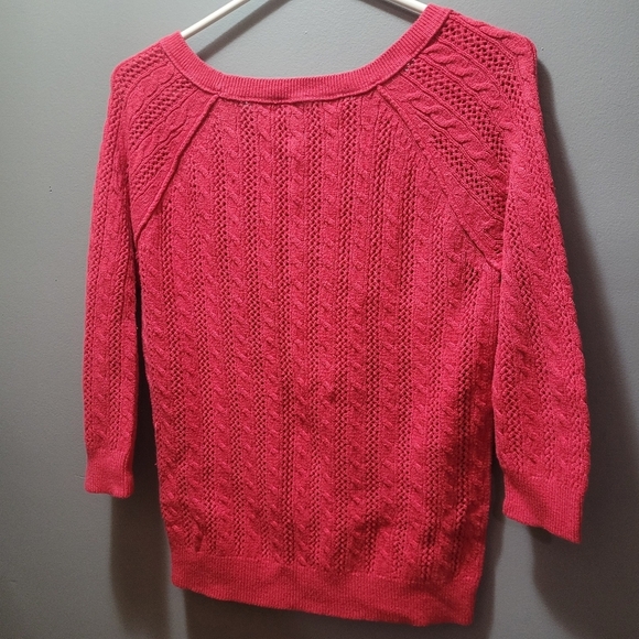 American Eagle Red Cropped Raglan Sleeve Knit Top S - Picture 6 of 6